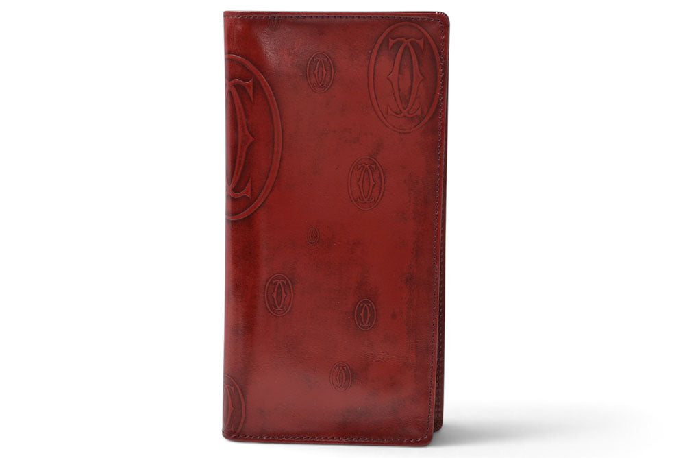 カルティエ 財布 Cartier ヴィンテージ 札入れ ハッピーバースデー ハッピーバースデイ パテントレザー ボルドー【中古】