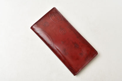 カルティエ 財布 Cartier ヴィンテージ 札入れ ハッピーバースデー ハッピーバースデイ パテントレザー ボルドー【中古】