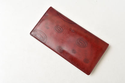 カルティエ 財布 Cartier ヴィンテージ 札入れ ハッピーバースデー ハッピーバースデイ パテントレザー ボルドー【中古】