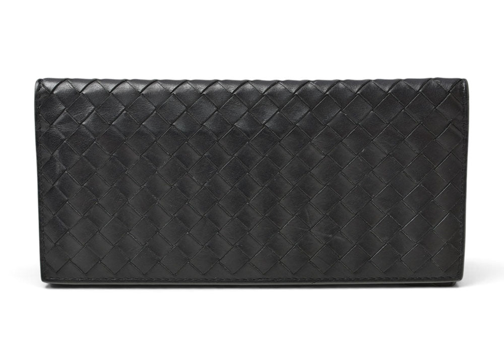 ボッテガヴェネタ 財布/札入れ メンズ BOTTEGA VENETA 長財布 イントレチャート ブラック/カーキ【中古】
