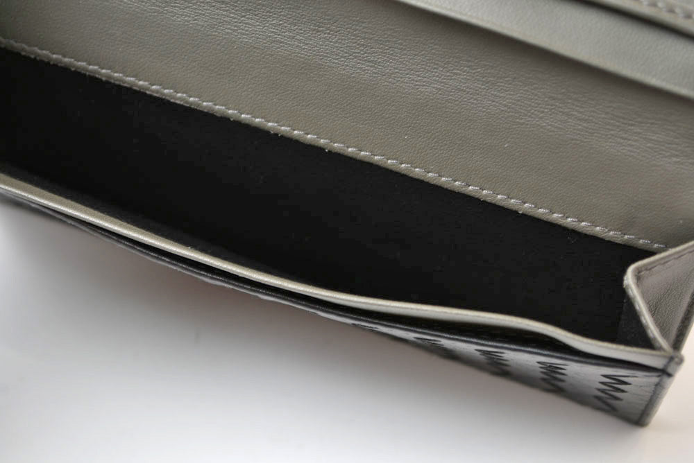 ボッテガヴェネタ 財布/札入れ メンズ BOTTEGA VENETA 長財布 イントレチャート ブラック/カーキ【中古】