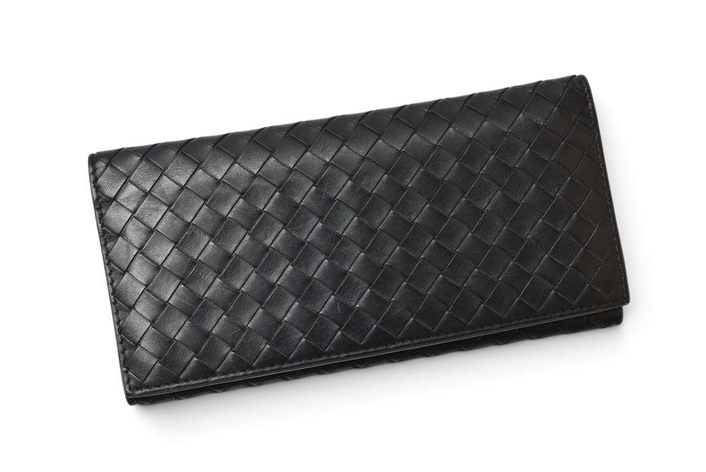 ボッテガヴェネタ 財布/札入れ メンズ BOTTEGA VENETA 長財布 イントレチャート ブラック/カーキ【中古】