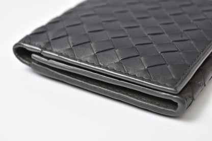 ボッテガヴェネタ 財布/札入れ メンズ BOTTEGA VENETA 長財布 イントレチャート ブラック/カーキ【中古】