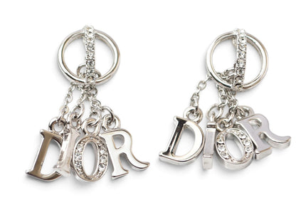 クリスチャンディオール ピアス Christian Dior ロゴ シルバー/ラインストーン【中古】
