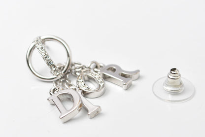クリスチャンディオール ピアス Christian Dior ロゴ シルバー/ラインストーン【中古】