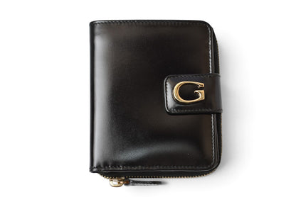 グッチ 財布 GUCCI ヴィンテージ 折財布 035.2184 Gロゴ レザー ブラック【中古】