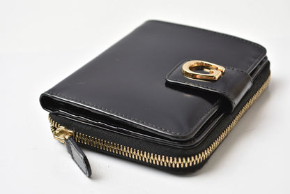 グッチ 財布 GUCCI ヴィンテージ 折財布 035.2184 Gロゴ レザー ブラック【中古】