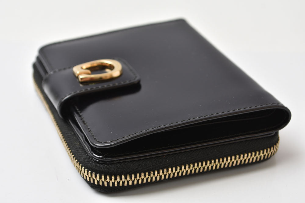 グッチ 財布 GUCCI ヴィンテージ 折財布 035.2184 Gロゴ レザー ブラック【中古】