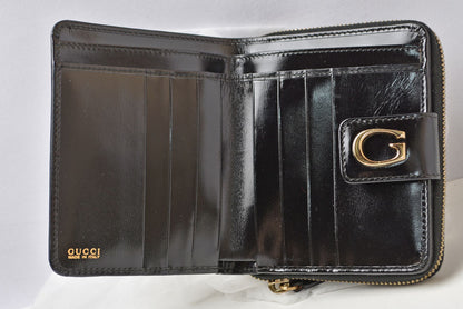 グッチ 財布 GUCCI ヴィンテージ 折財布 035.2184 Gロゴ レザー ブラック【中古】