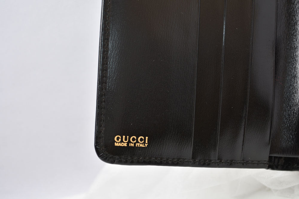グッチ 財布 GUCCI ヴィンテージ 折財布 035.2184 Gロゴ レザー ブラック【中古】