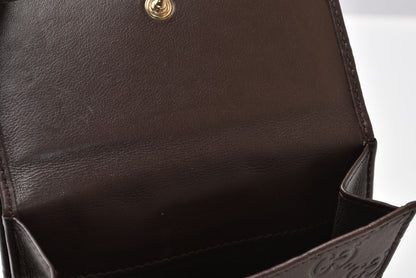 グッチ 二つ折り財布/Wホック財布 GUCCI グッチシマ 257015 レザー ダークブラウン/ゴールド メンズ レディース【中古】