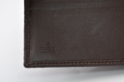 グッチ 二つ折り財布/Wホック財布 GUCCI グッチシマ 257015 レザー ダークブラウン/ゴールド メンズ レディース【中古】