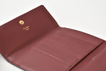 カルティエ 折財布/三つ折り ヴィンテージ Cartier がま口財布 マスト ドゥ カルティエ ボルドー 【中古】