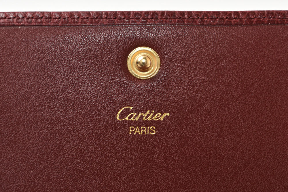 カルティエ 折財布/三つ折り ヴィンテージ Cartier がま口財布 マスト ドゥ カルティエ ボルドー 【中古】