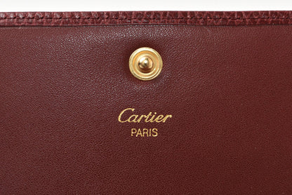 カルティエ 折財布/三つ折り ヴィンテージ Cartier がま口財布 マスト ドゥ カルティエ ボルドー 【中古】