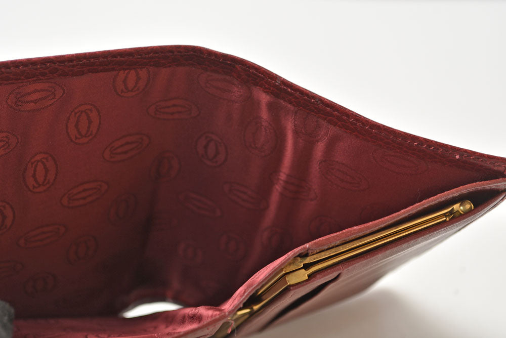 カルティエ 折財布/三つ折り ヴィンテージ Cartier がま口財布 マスト ドゥ カルティエ ボルドー 【中古】