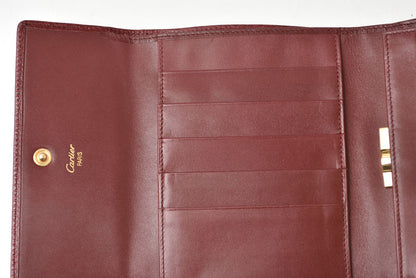 カルティエ 折財布/三つ折り ヴィンテージ Cartier がま口財布 マスト ドゥ カルティエ ボルドー 【中古】