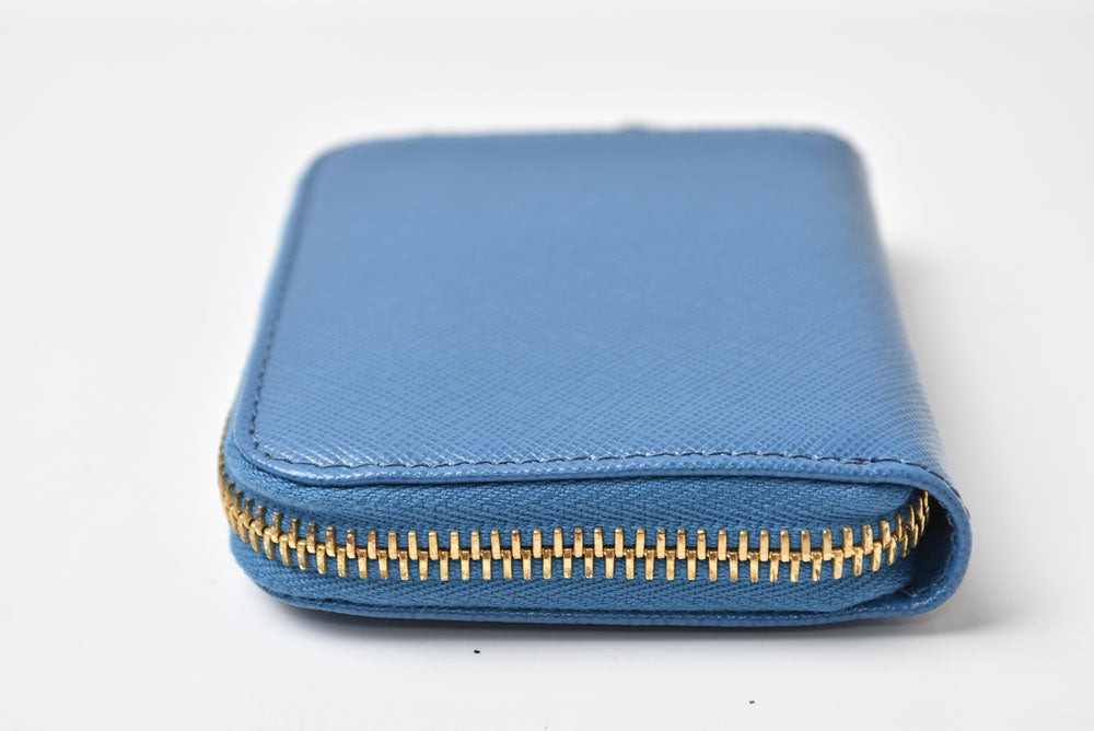 プラダ コインケース/小銭入れ PRADA サフィアーノ 1MM268 型押しレザー COBALTO ブルー【中古】