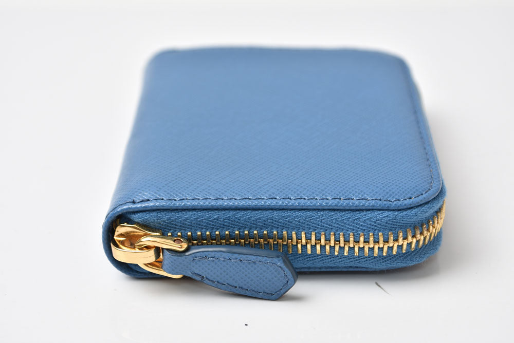 プラダ コインケース/小銭入れ PRADA サフィアーノ 1MM268 型押しレザー COBALTO ブルー【中古】