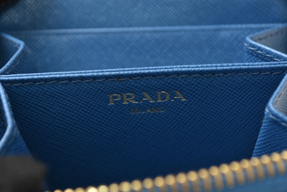 プラダ コインケース/小銭入れ PRADA サフィアーノ 1MM268 型押しレザー COBALTO ブルー【中古】