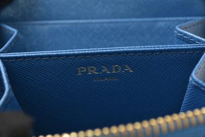 プラダ コインケース/小銭入れ PRADA サフィアーノ 1MM268 型押しレザー COBALTO ブルー【中古】