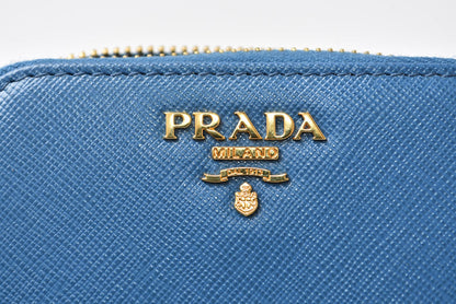 プラダ コインケース/小銭入れ PRADA サフィアーノ 1MM268 型押しレザー COBALTO ブルー【中古】