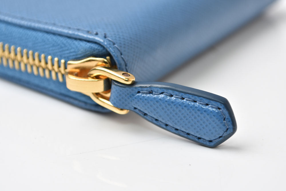 プラダ コインケース/小銭入れ PRADA サフィアーノ 1MM268 型押しレザー COBALTO ブルー【中古】