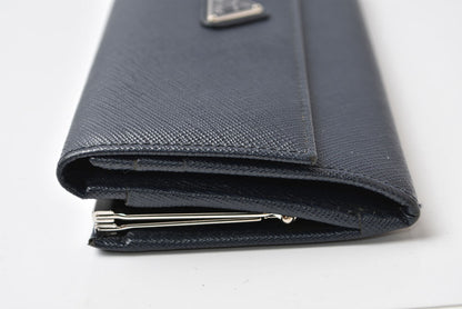 プラダ 財布/がま口/長財布 PRADA サフィアーノ トライアングル SAFFIANO TRIANG BALTICO ネイビー レディース【中古】