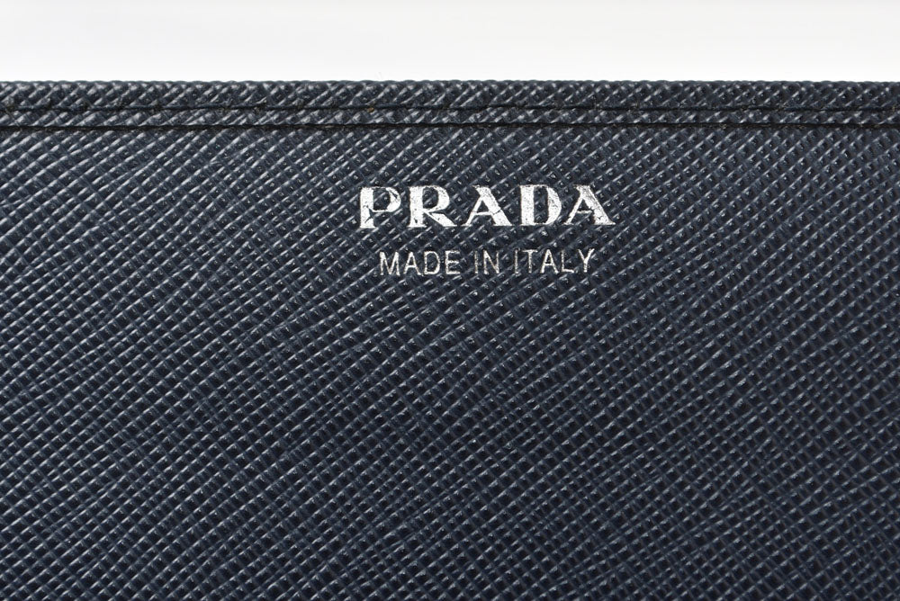 プラダ 財布/がま口/長財布 PRADA サフィアーノ トライアングル SAFFIANO TRIANG BALTICO ネイビー レディース【中古】
