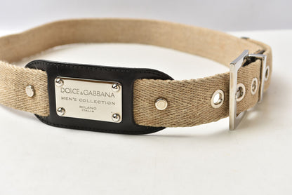 ドルチェ＆ガッバーナ ベルト DOLCE&GABBANA バックル キャンバス/レザー ベージュ D&G 約95cm【中古】