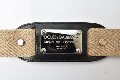 ドルチェ＆ガッバーナ ベルト DOLCE&GABBANA バックル キャンバス/レザー ベージュ D&G 約95cm【中古】