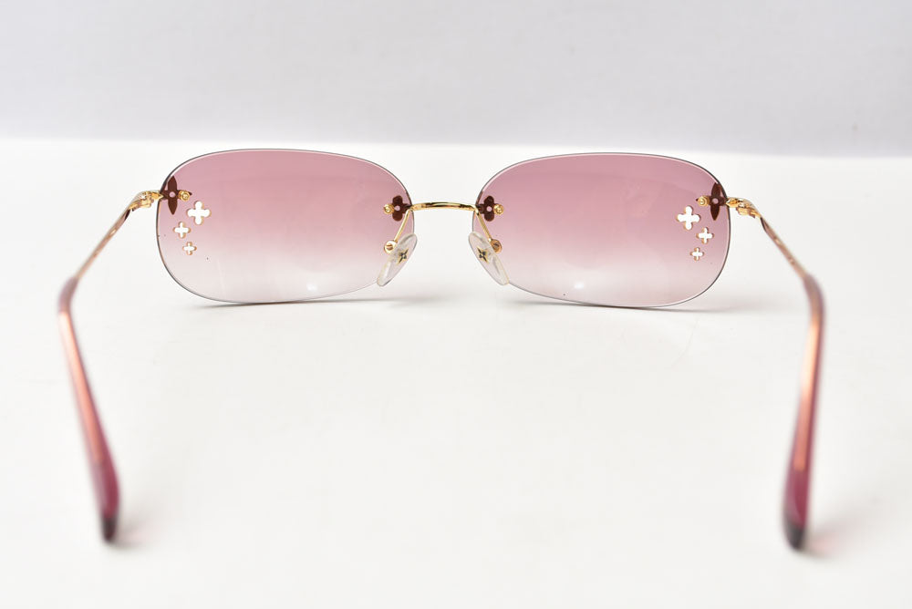 ルイヴィトン サングラス/アイウェア LOUIS VUITTON デスマヨ レクタングル Z0089U ピンク ゴールド プラスチック メタル レディース【中古】