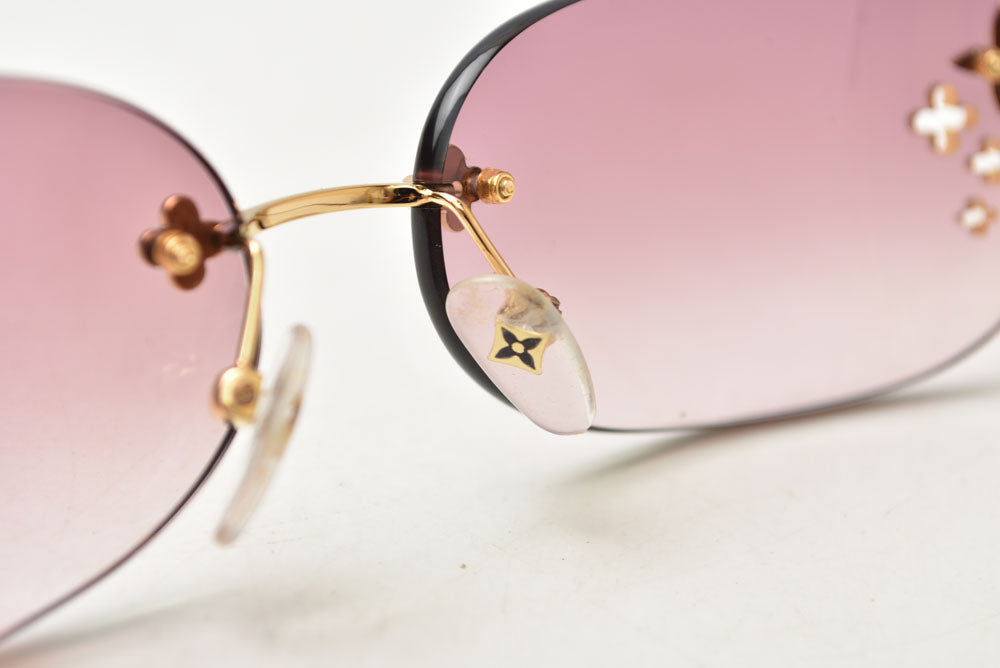 ルイヴィトン サングラス/アイウェア LOUIS VUITTON デスマヨ レクタングル Z0089U ピンク ゴールド プラスチック メタル レディース【中古】