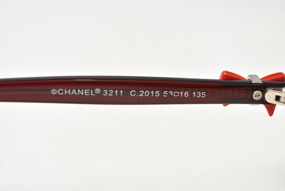 シャネル メガネ/アイグラス/フレーム CHANEL 眼鏡 リボンモチーフ/ココマーククリアレッド 3211【中古】