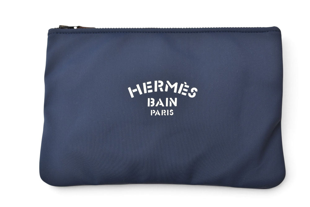 エルメス ポーチ HERMES フラットポーチ ネオバン MM ナイロン ネイビー レディース【中古】