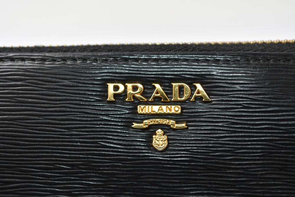プラダ 長財布 PRADA L字ファスナー 1ML183 VITELLO MOVE レザー ブラック レディース【中古】