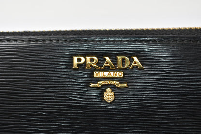 プラダ 長財布 PRADA L字ファスナー 1ML183 VITELLO MOVE レザー ブラック レディース【中古】