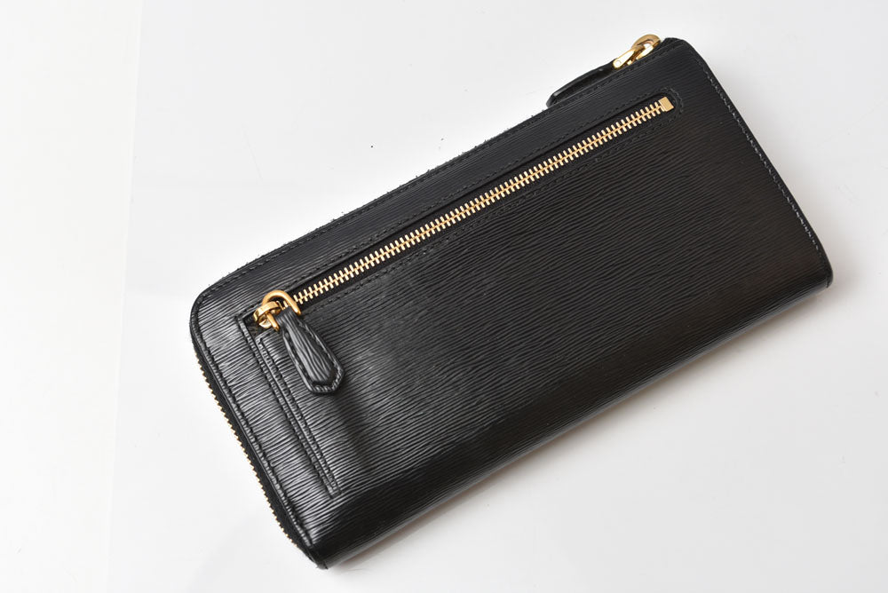 プラダ 長財布 PRADA L字ファスナー 1ML183 VITELLO MOVE レザー ブラック レディース【中古】
