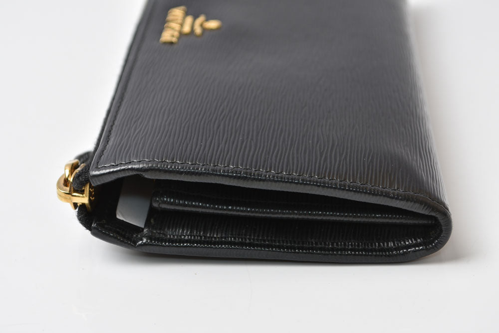 プラダ 長財布 PRADA L字ファスナー 1ML183 VITELLO MOVE レザー ブラック レディース【中古】