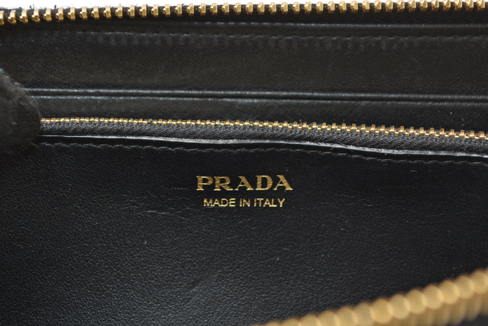 プラダ 長財布 PRADA L字ファスナー 1ML183 VITELLO MOVE レザー ブラック レディース【中古】