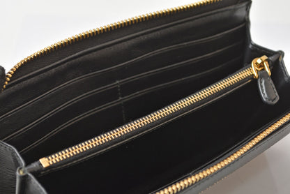 プラダ 長財布 PRADA L字ファスナー 1ML183 VITELLO MOVE レザー ブラック レディース【中古】