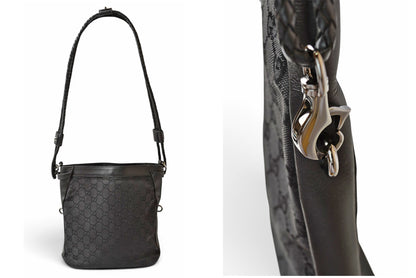 グッチ ショルダーバッグ GUCCI ヴィンテージ 109106 GGキャンバス メッセンジャーバッグ GGブラック/ブラック【中古】