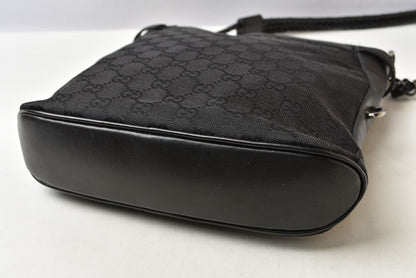 グッチ ショルダーバッグ GUCCI ヴィンテージ 109106 GGキャンバス メッセンジャーバッグ GGブラック/ブラック【中古】