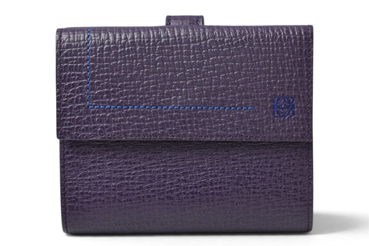 ロエベ 財布 LOEWE 三つ折り財布 アナグラム トリフォルド パープル【中古】
