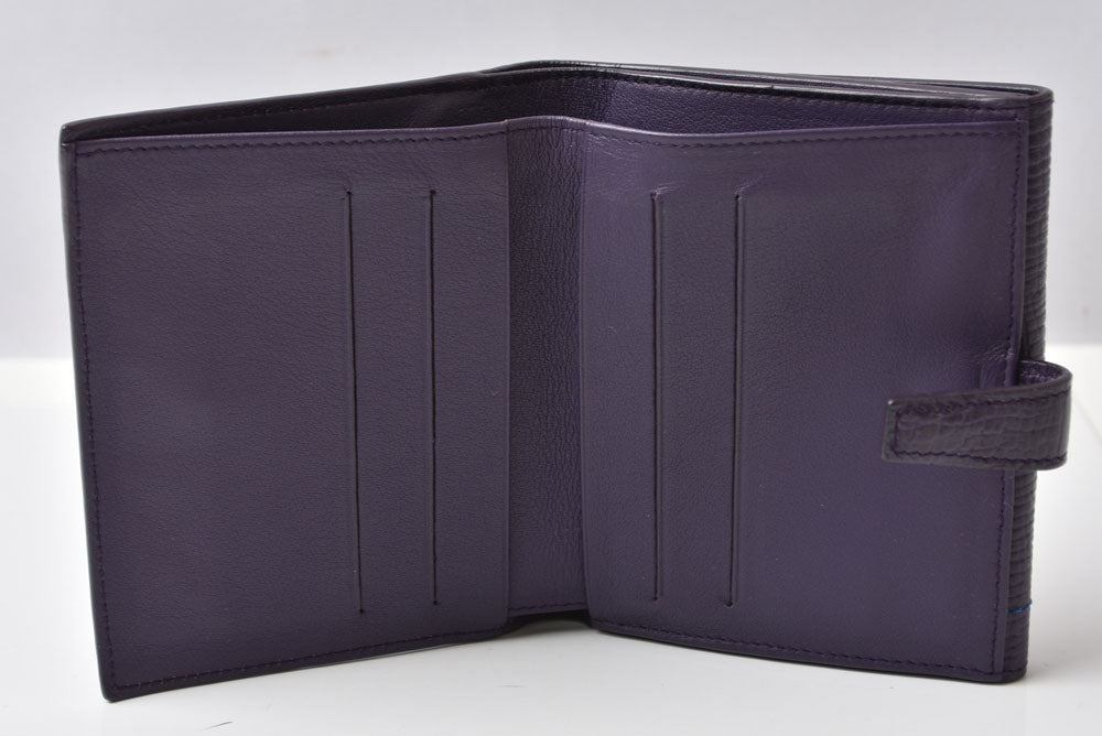 ロエベ 財布 LOEWE 三つ折り財布 アナグラム トリフォルド パープル【中古】