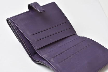 ロエベ 財布 LOEWE 三つ折り財布 アナグラム トリフォルド パープル【中古】