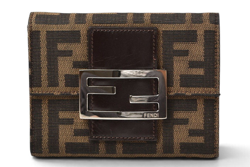 フェンディ 財布/二つ折 FENDI 折財布 ZUCCA/ズッカ柄 8M0011 ブラウン【中古】