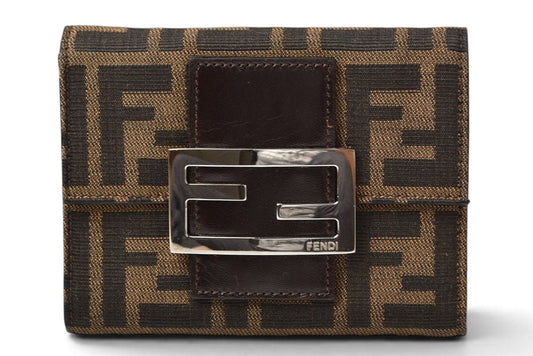 フェンディ 財布/二つ折 FENDI 折財布 ZUCCA/ズッカ柄 8M0011 ブラウン【中古】