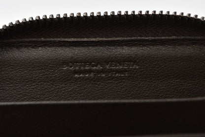ボッテガヴェネタ カードケース/コインケース BOTTEGA VENETA ミニ財布 イントレチャート レザー ダークブラウン 114075【中古】