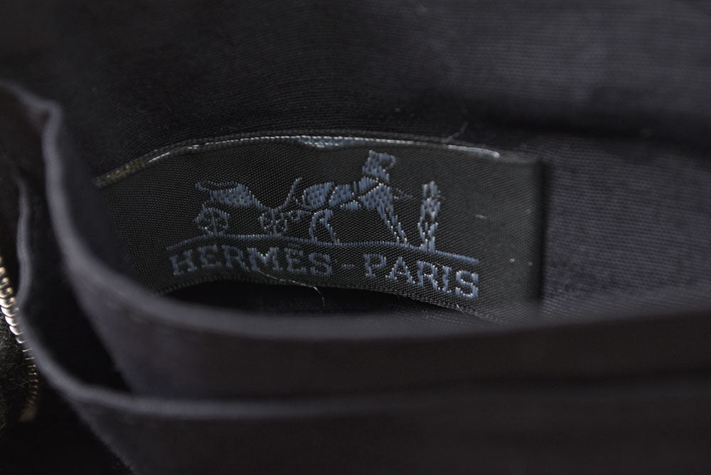 エルメス 財布 HERMES ミニ財布/2折り財布 フールトゥパースPM キャンバス ブラック/グレー【中古】